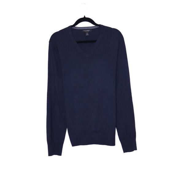 BANANA REPUBLIC Silk Cotton Cashmere Sweater Navy Blue V Neck Casual Men's L - Picture 1 of 12